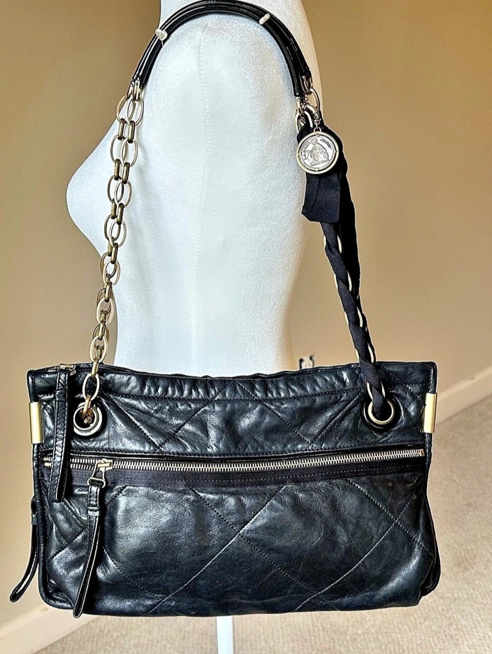 Lanvin Amalia Medium Black Quilted Lambskin Shoulder Bag